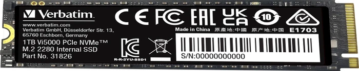 Verbatim Vi5000 PCIe NVMe SSD 1TB, M.2 2280 / M-Key / PCIe 4.0 x4