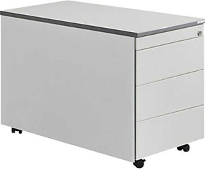 mauser Rollcontainer line, 1x Utensilienauszug, 3x Materialschublade, lichtgrau