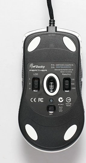 Ducky Feather Black & White Ultralight Gaming Mouse, Huano Switches, USB