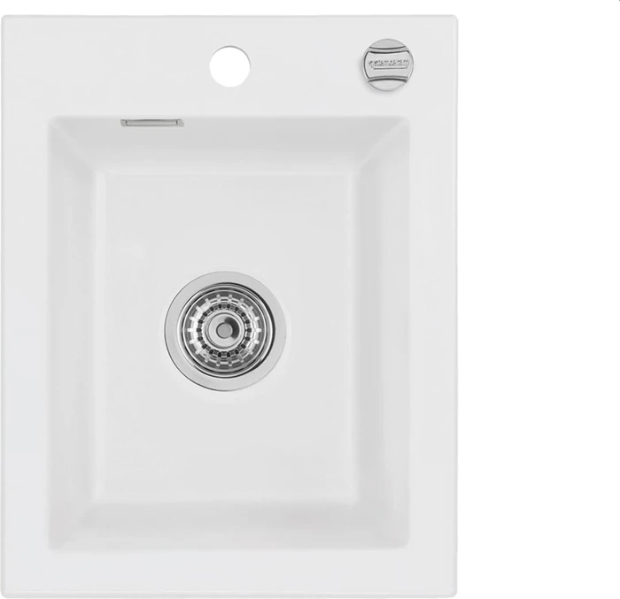 systemceram Mera 39 Einbau Becken mittig mit Ablauffernbedienung satin