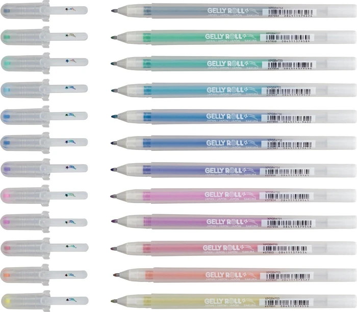Sakura Gelly Roll Stardust Glitter Gelroller (Mine) sortiert, 12er-Set, Etui
