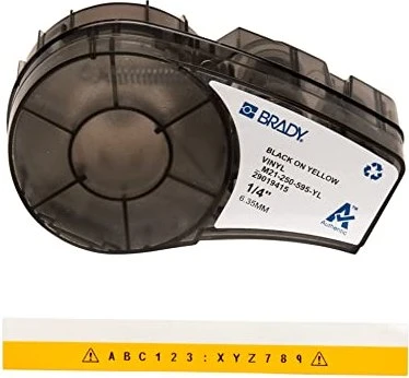 Brady All Weather Vinyl Beschriftungsband, 6.4mm, schwarz/gelb