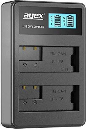 ayex USB Dual- Ladegerät für Canon Akkus Typ LP-E8