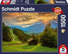 Schmidt Spiele Sonnenuntergang über dem Bergdorf Wamberg