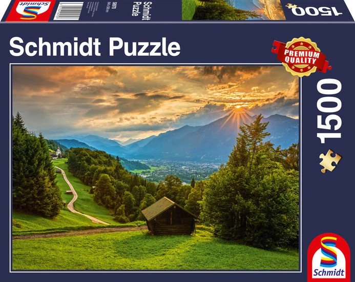 Schmidt Spiele Sonnenuntergang über dem Bergdorf Wamberg