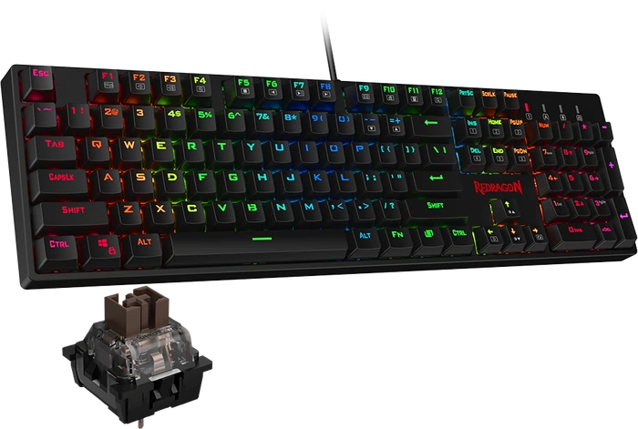 Redragon K582 Surara, LEDs RGB, hot-swap, Gaote Outemu BROWN, USB, US