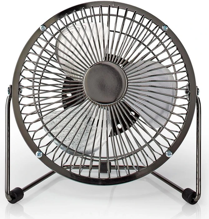 Nedis FNDK1GM15 USB Mini Tischventilator aus Metall 15cm stahlgrau