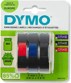 Dymo Beschriftungsband, 9mm, blau, rot, schwarz, 3er-Pack