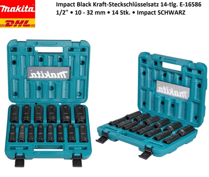 Makita Impact Black Steckschlüsselsatz inkl. Koffer, 14-tlg.