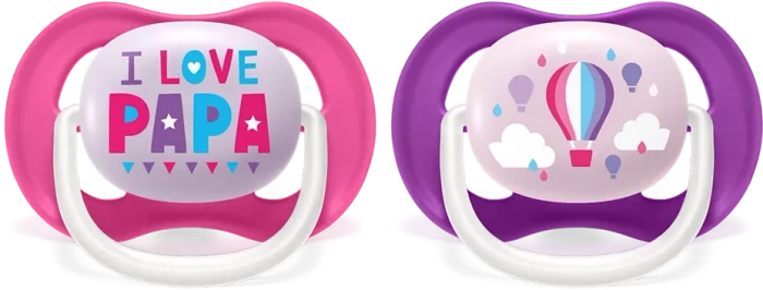 Philips Avent SCF080/04 Ultra Air Beruhigungsschnuller, 0-6M, Silikon, i love papa/ballon, 2 Stück