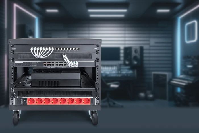 Digitus Audio Video Rack 19" AVS/Equipment Rack 8HE, mit Rollen, unmontiert, RAL 9005, 460mm tief