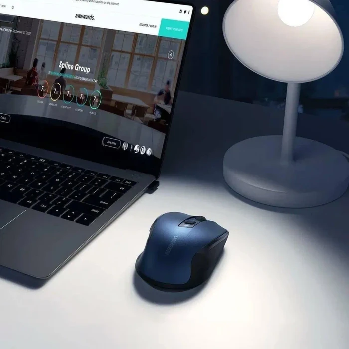 Ugreen MU006 Ergonomic Wireless Mouse, blau/schwarz, USB/Bluetooth