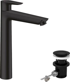 Hansgrohe Talis E Waschbeckenarmatur 240 mit Zugstangen-Ablaufgarnitur mattschwarz