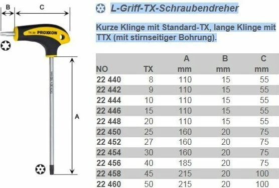 Proxxon Torx BO Schraubendreher, TR40x185mm