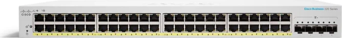 Cisco Business 220 Rackmount Gigabit Smart Switch, 48x RJ-45, 4x SFP, 382W PoE+