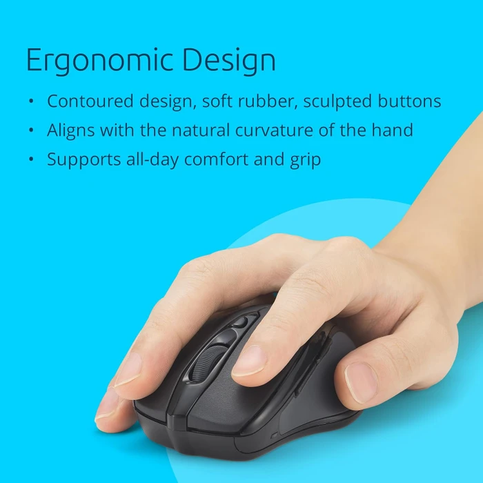 Kensington Pro Fit MY310 EQ Wireless Mouse, Mid-Size, schwarz, USB
