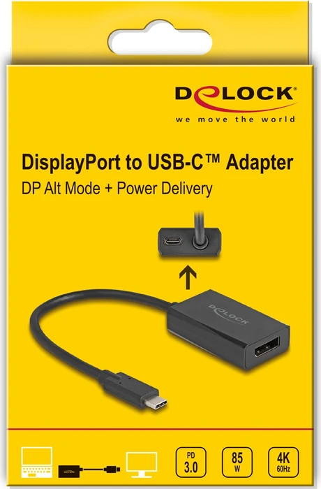 DeLOCK USB-C zu DisplayPort-Adapter 4K mit PD 85W