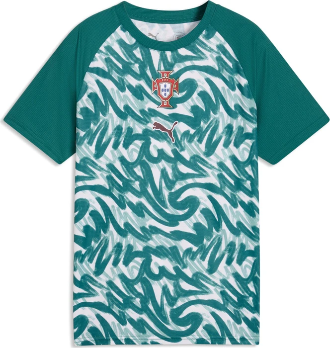 Puma FIFA WM 2026 Portugal Aufwärmtrikot kurzarm green lagoon/ruby shimmer (Junior)