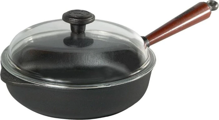 Skeppshult Servierpfanne mit Holzgriff und Glasdeckel 25cm