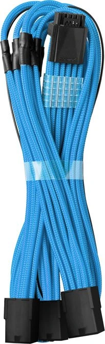 CableMod Pro ModMesh 12VHPWR PCI-e Extension, 3x 8-Pin PCIe Stecker auf 16-Pin PCIe 5.0 12VHPWR Stecker, Adapterkabel, hellblau, 45cm