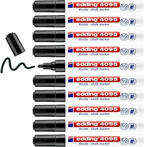 edding 4095 Kreidemarker schwarz, 10er-Pack