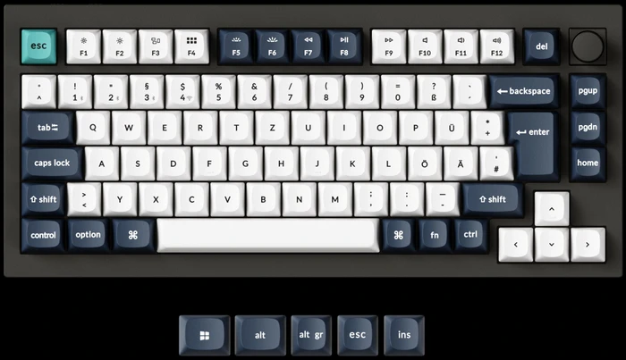 Keychron Q1 Max, Carbon Black, 75%, PBT, LEDs RGB, Gateron Jupiter BROWN, USB/Bluetooth, DE