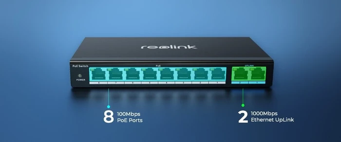 Reolink Desktop Switch, 10x RJ-45, 30W PoE+