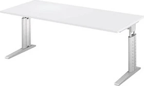 Hammerbacher Ergonomic Plus U-Serie US19/5/W Schreibtisch 180x80cm grau/weiß
