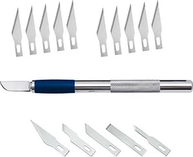 Wedo Soft-Grip Skalpell-Set 6-teilig, beidhändig, 150mm, silber/blau