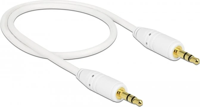 DeLOCK Klinkenkabel 3-Pin Stereo, 3.5mm Stecker auf 3.5mm Stecker, weiß, 0.5m