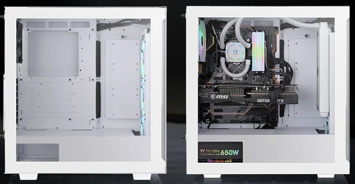 Thermaltake V350 TG ARGB Air Snow Edition, weiß, Glasfenster