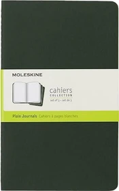 Moleskine Cahier Notizheft, 130x210mm, glatt, fester Einband Large, grün, 40 Blatt, 3er-Pack