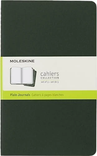 Moleskine Cahier Notizheft, 130x210mm, glatt, fester Einband Large, grün, 40 Blatt, 3er-Pack