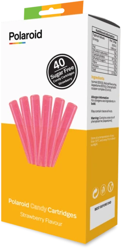 Polaroid3D Candy Cartridges essbares 3D-Druck Material mit Himbeergeschmack Strawberry, rosa, Stick, 120g, 40er-Pack