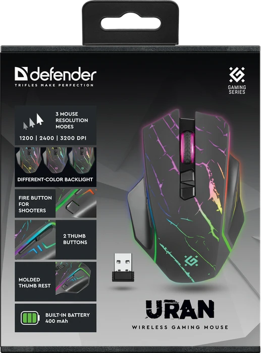 Defender Uran GM-503 Wireless Gaming Mouse schwarz, USB
