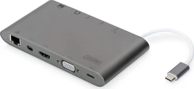 Digitus Universal Docking Station grau, Multiport, USB-Hub, Dual-Slot-Cardreader, USB-C 3.0 [Stecker] (DA-70875)