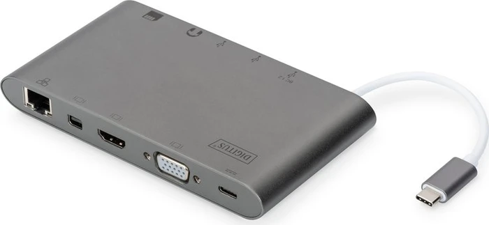 Digitus Universal Docking Station grau, Multiport, USB-Hub, Dual-Slot-Cardreader, USB-C 3.0 [Stecker]