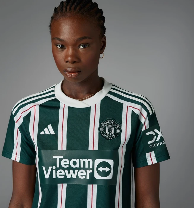 adidas Manchester United 2023/2024 Auswärtstrikot green night/core white/active maroon (Damen)