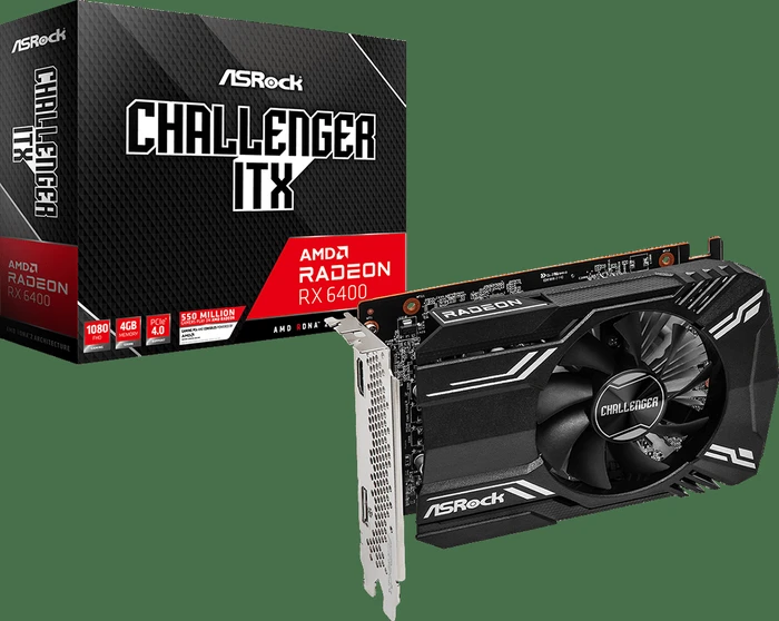 ASRock Radeon RX 6400 Challenger ITX, RX6400 CLI 4G, 4GB GDDR6, HDMI, DP