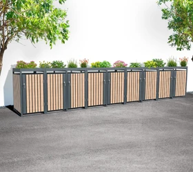 Westmann Planta Mülltonnenbox 9x 240l holzoptik/anthrazit