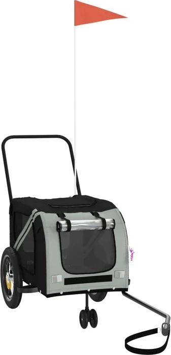 vidaXL Hunde 122x52cm Fahrradanhänger grau/schwarz