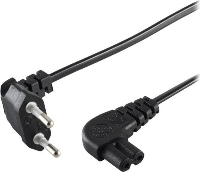 Wentronic Goobay Kaltgeräte Netzkabel, Eurostecker auf C7 Buchse, beidseitig gewinkelt, 1.5m