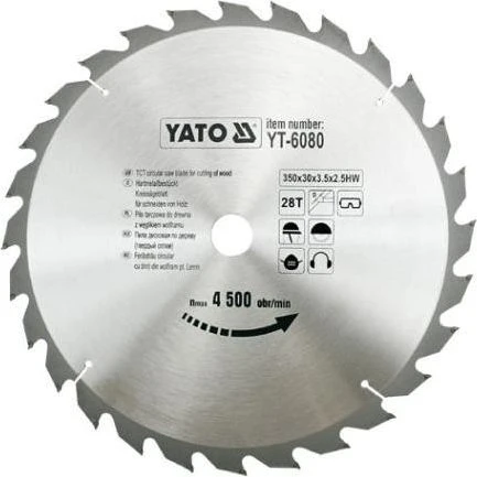 Yato YT-6080 HM Kreissägeblatt 28Z, 350x2.5x30mm, 1 Stück