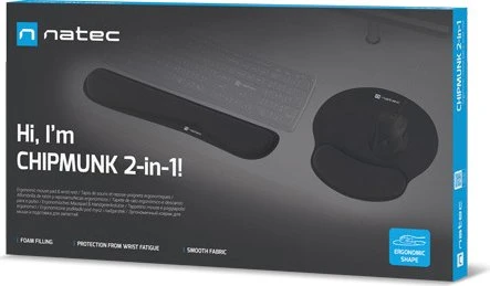 Natec Chimpunk 2-in-1 Ergonomisches Set Mauspad und Handgelenkauflage, schwarz