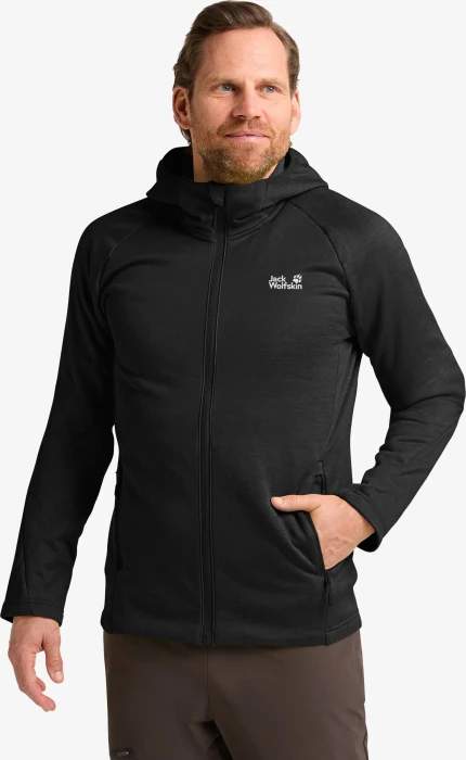 Jack Wolfskin Peak District Hooded FZ Jacke schwarz (Herren)