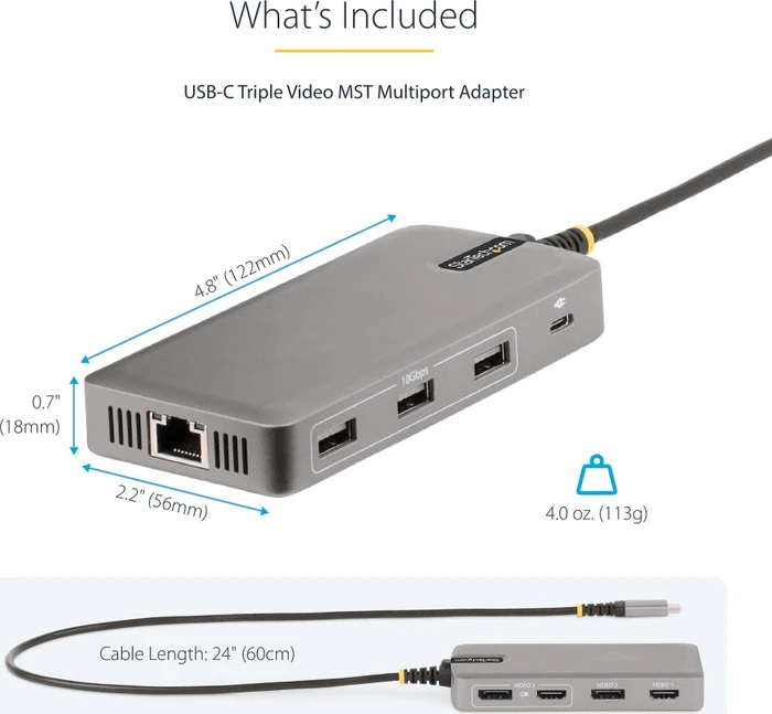 StarTech USB-C Triple Video Multiport-Adapter mit HDMI, USB-C 3.1 [Stecker]