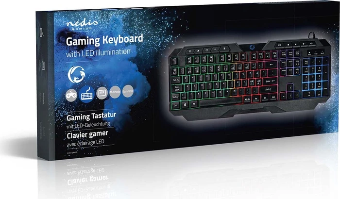 Nedis Gaming Tastatur, LEDs RGB, schwarz, USB, ND