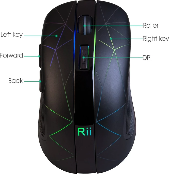 Riitek RM200 Wireless Mouse schwarz, USB