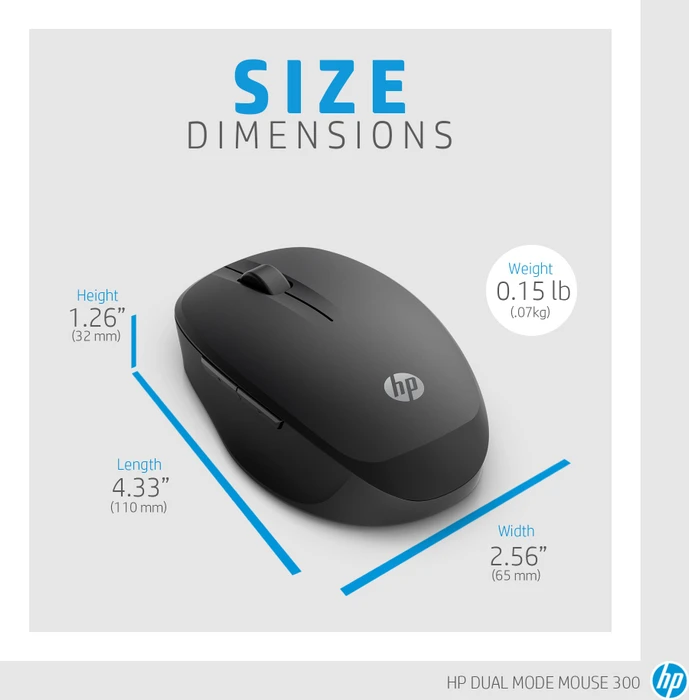 HP Dual Mode Mouse 300 schwarz, USB/Bluetooth