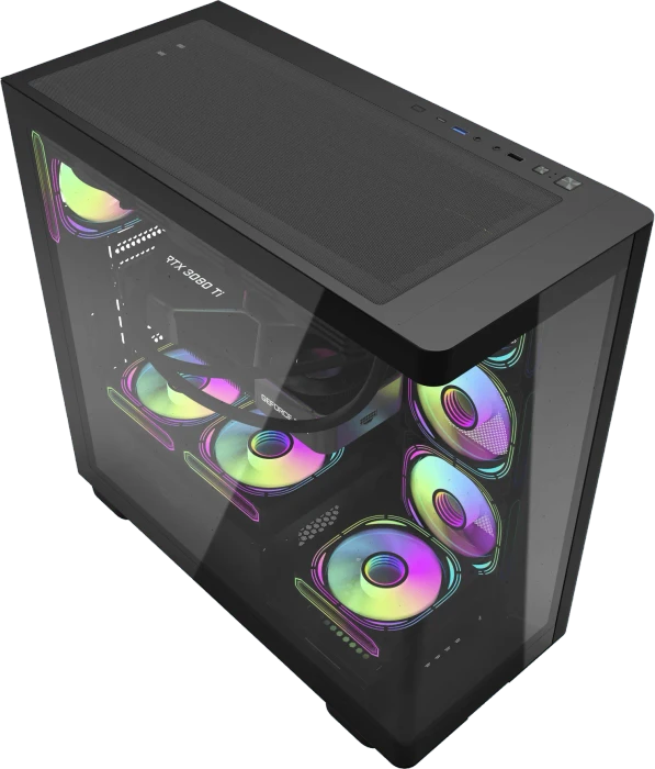 DarkFlash DS900G Black, USB-C, Glasfenster